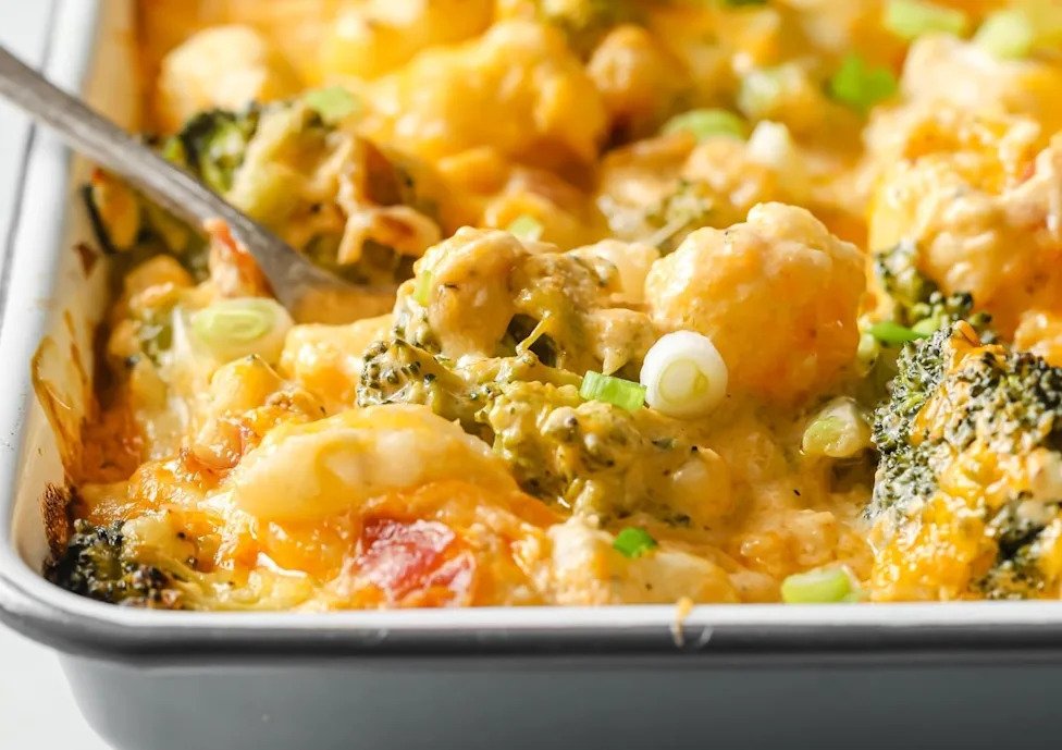 Loaded broccoli cauliflower casserole